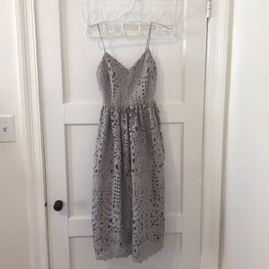 Gray lace midi dress